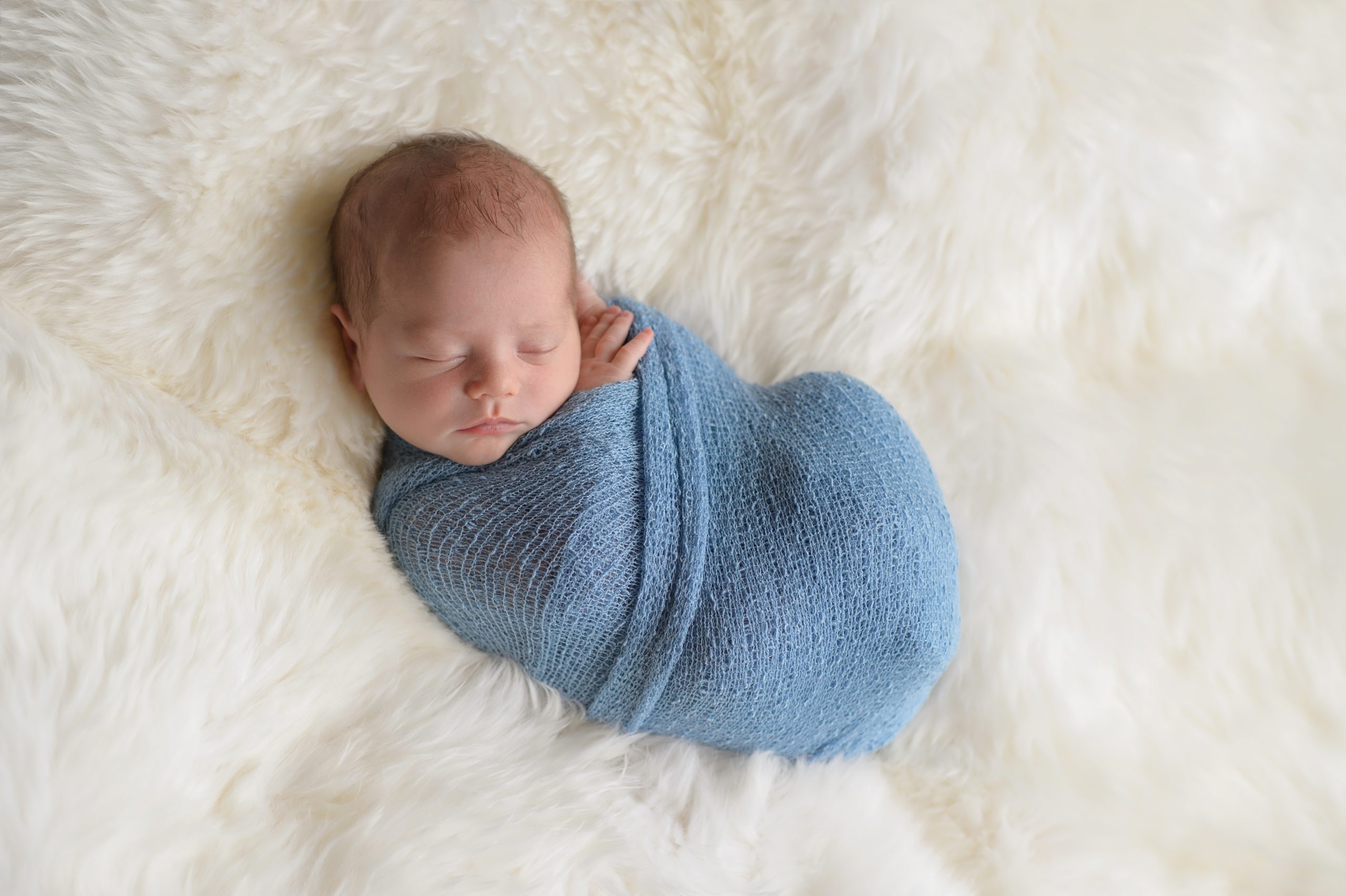 Swaddled, Sleeping Newborn Baby Boy
